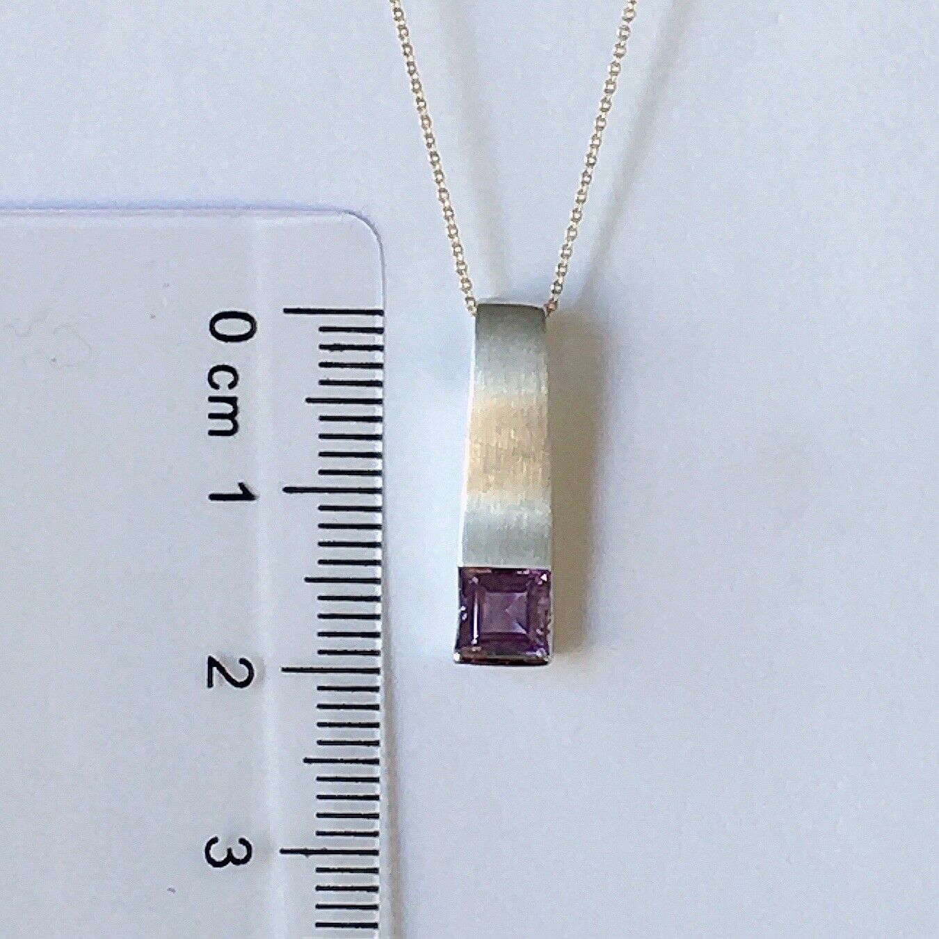 P-0880 New 14k Solid White Gold W/G Natural Purple Amethyst Pendant