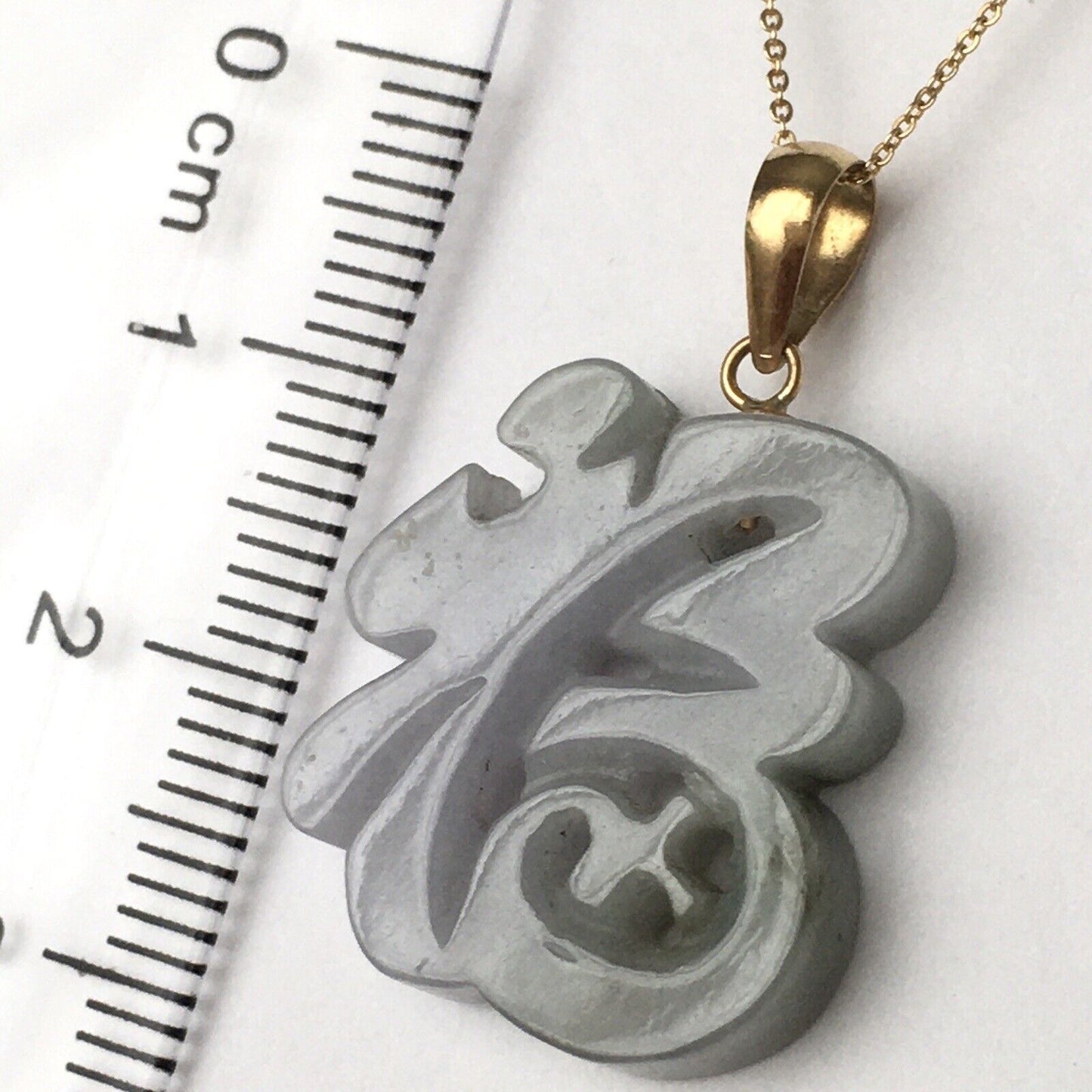 Q210420-6 New 14k Solid Yellow Gold Lavender Jade Pendant Good Luck “Happiness”