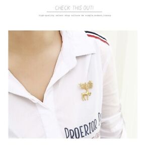 Gold Tone Matte Christmas Elk Deer Brooch Pin Fashion Jewelry