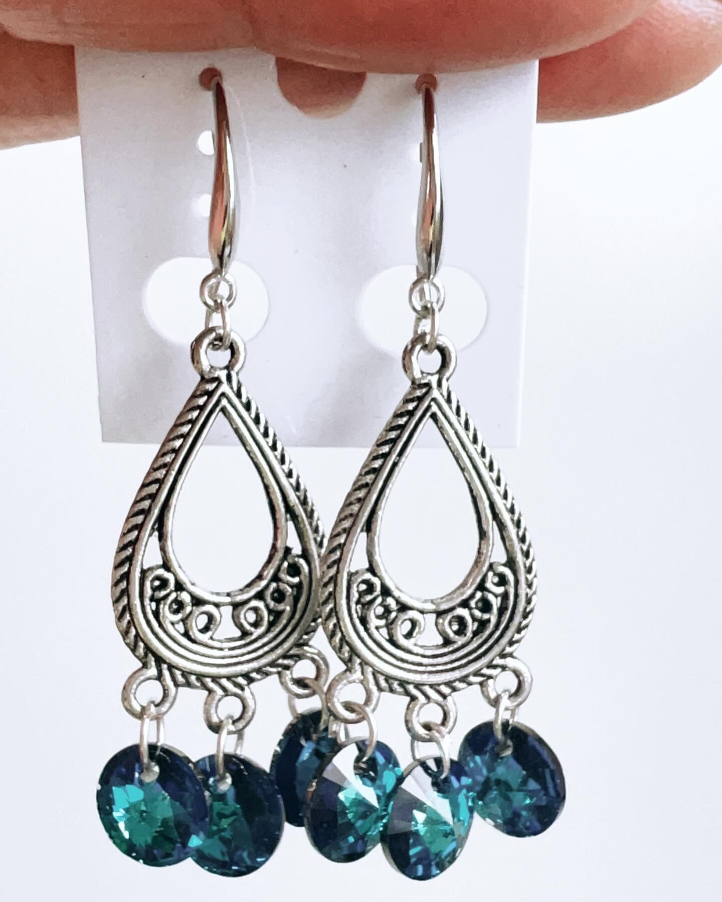 Handmade, unique design, Swarovski crystal earrings