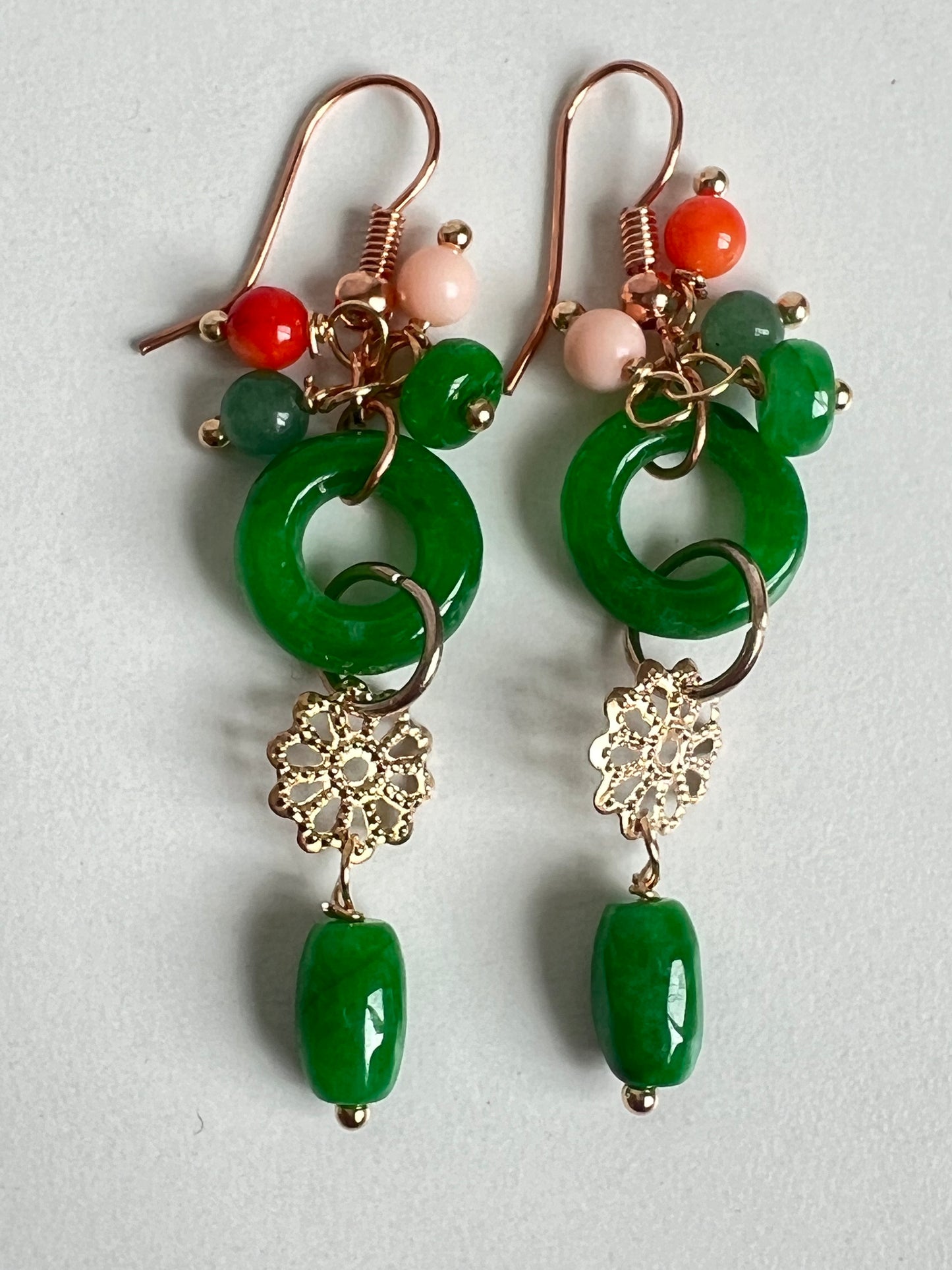 Handmade Natural Jade earrings, allergy free.