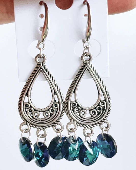 Handmade, unique design, Swarovski crystal earrings