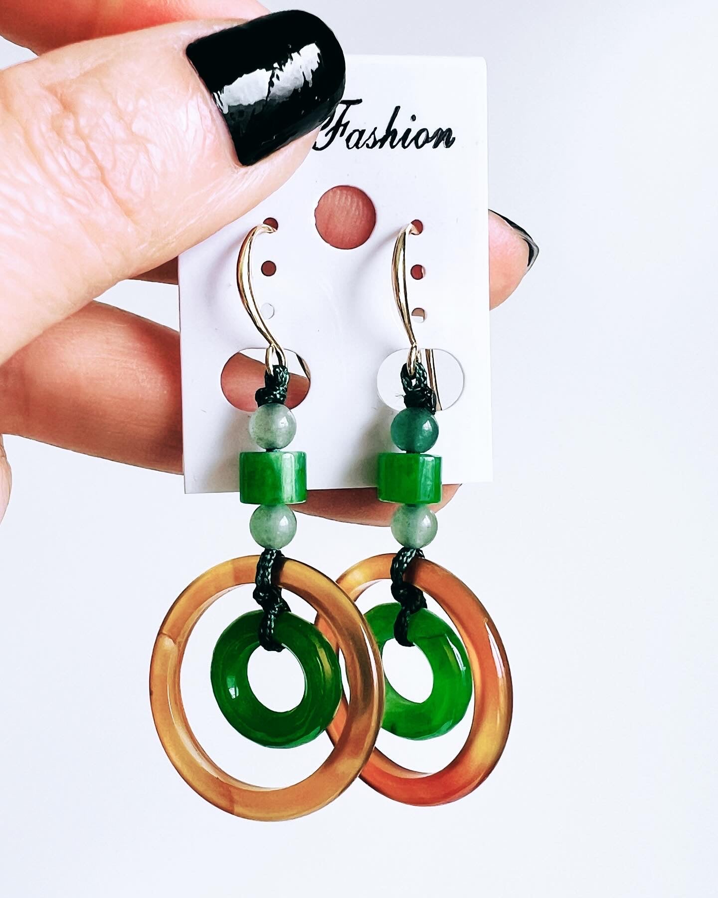 Handmade Natural Jade earrings, allergy free.