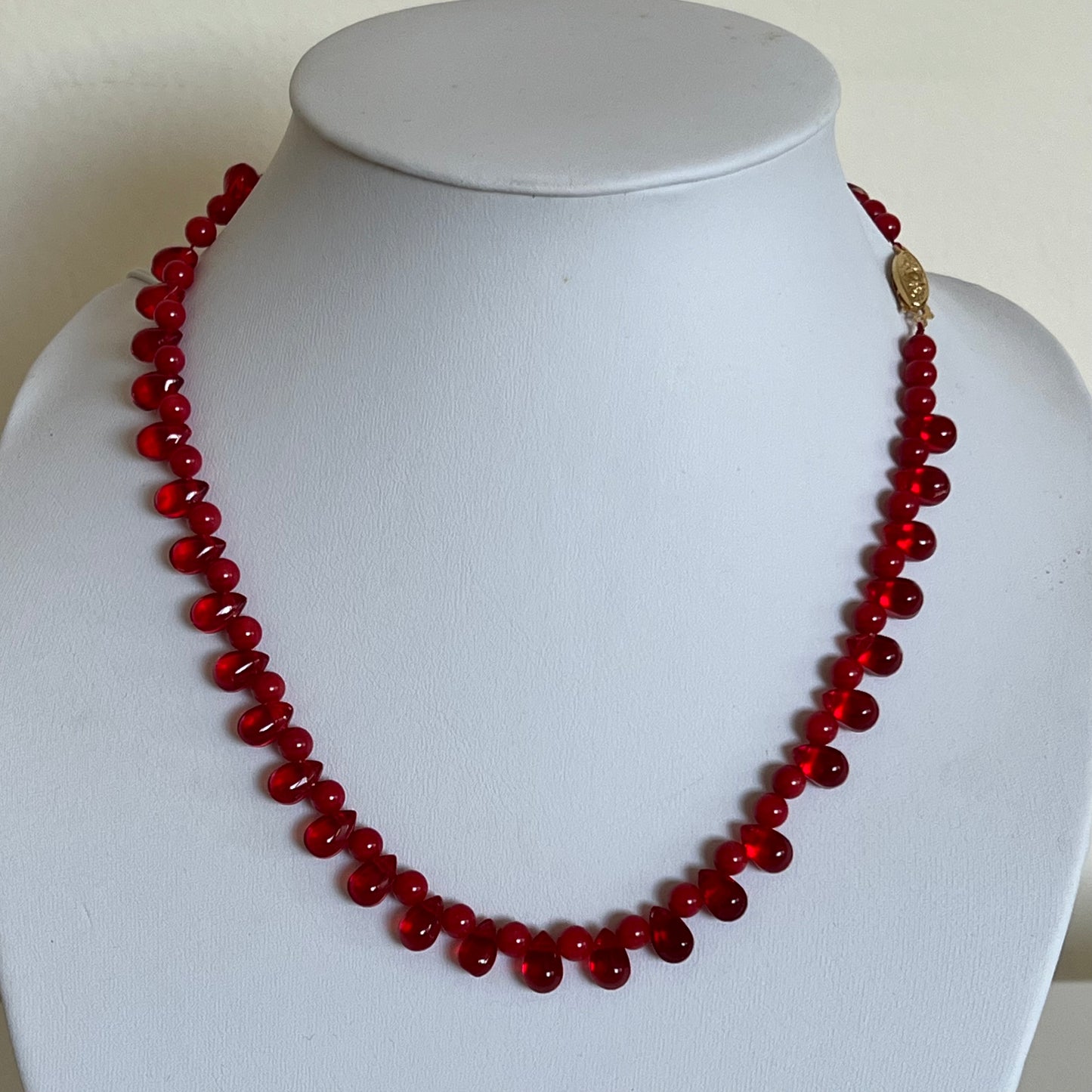 Natural red, coral with red crystal necklace