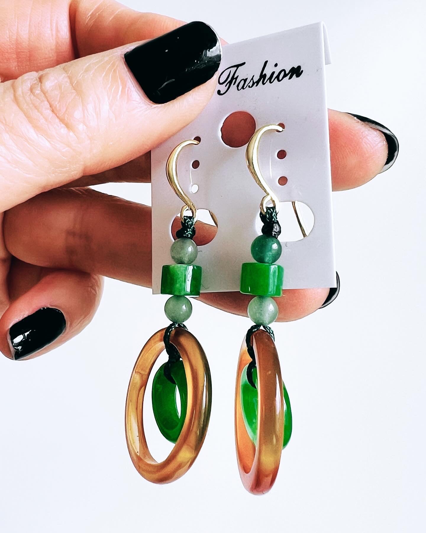 Handmade Natural Jade earrings, allergy free.