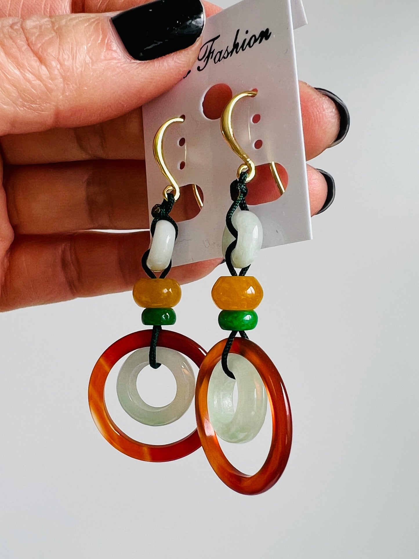 Handmade Natural Jade earrings, allergy free.