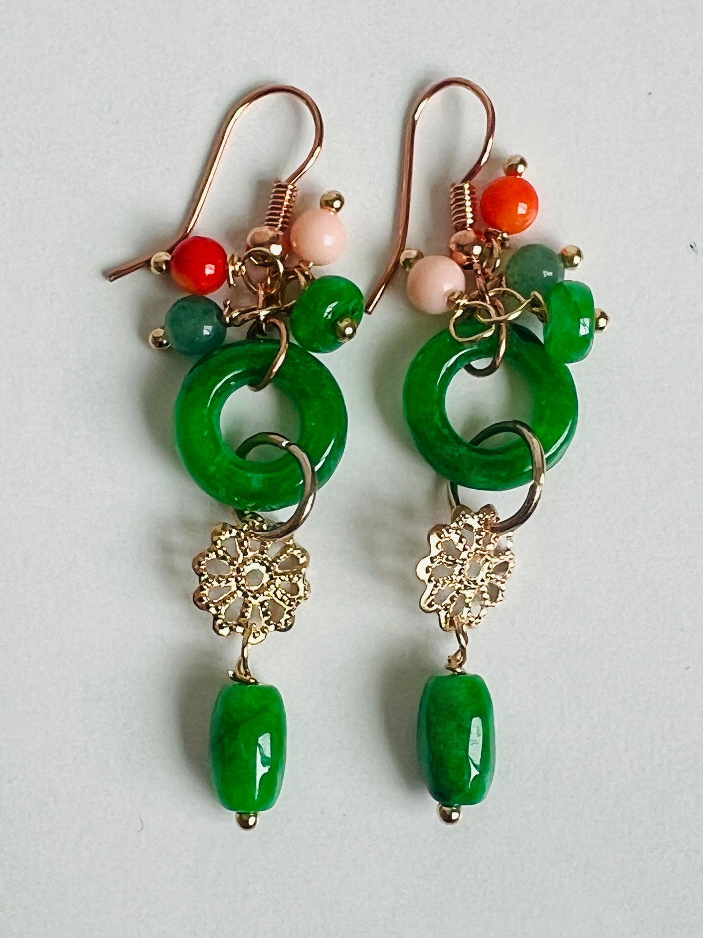 Handmade Natural Jade earrings, allergy free.