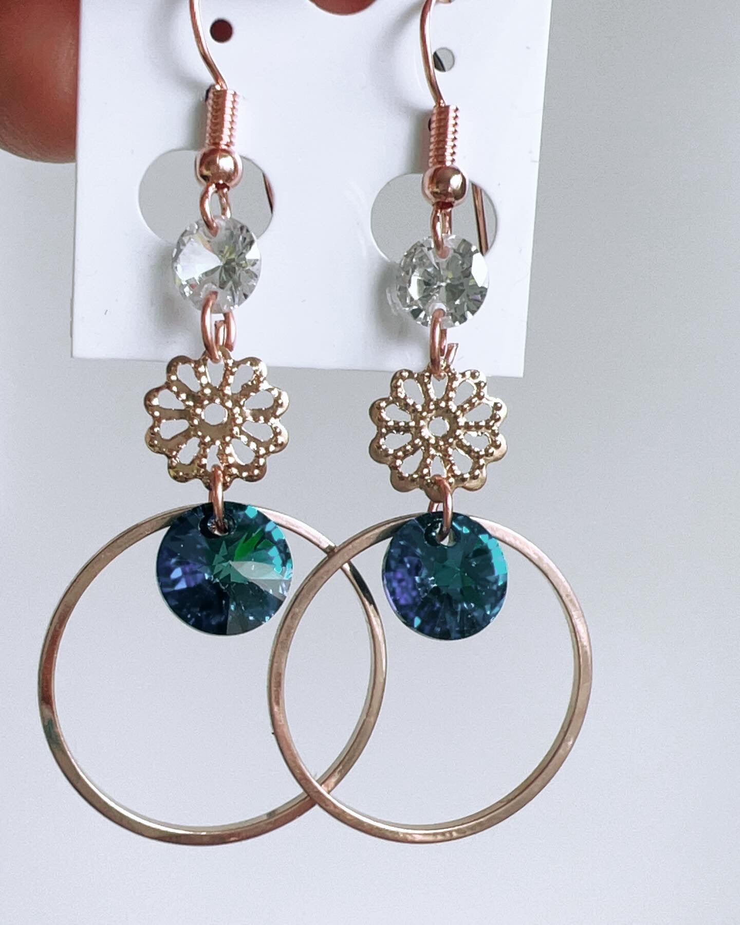 Handmade, unique design, Swarovski crystal earrings