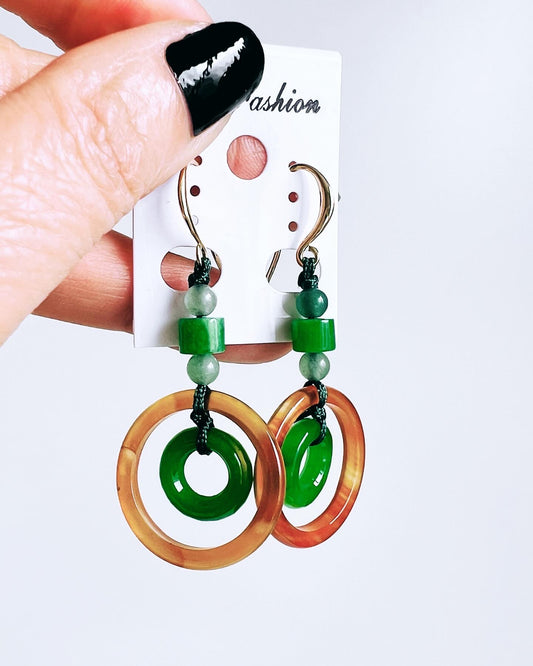 Handmade Natural Jade earrings, allergy free.