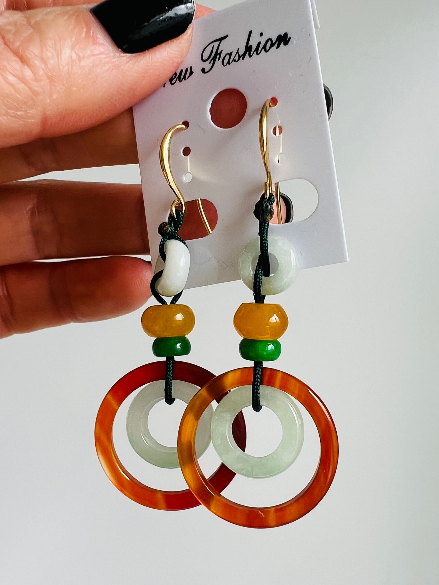 Handmade Natural Jade earrings, allergy free.