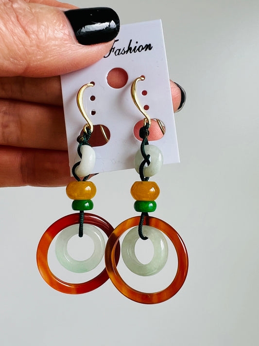 Handmade Natural Jade earrings, allergy free.