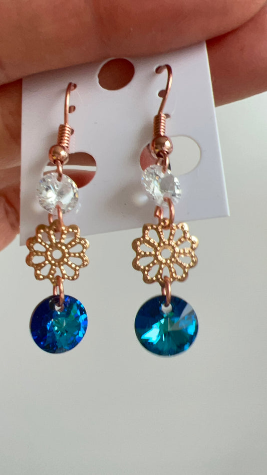 Handmade, unique design, Swarovski crystal earrings