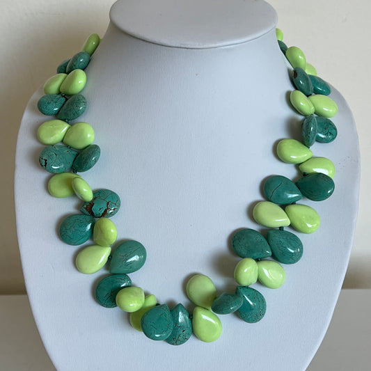 Unique style, two tone, turquoise necklace