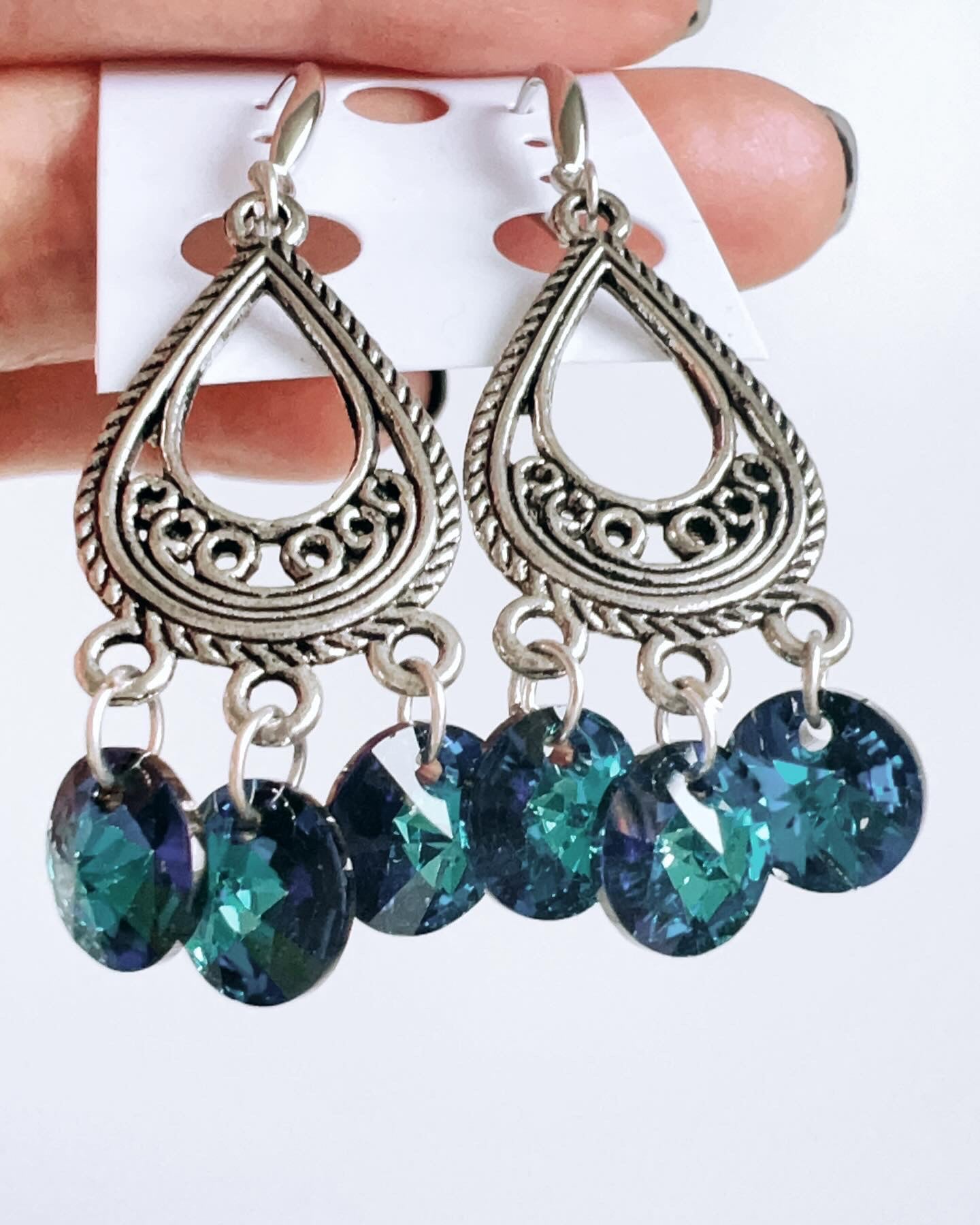 Handmade, unique design, Swarovski crystal earrings