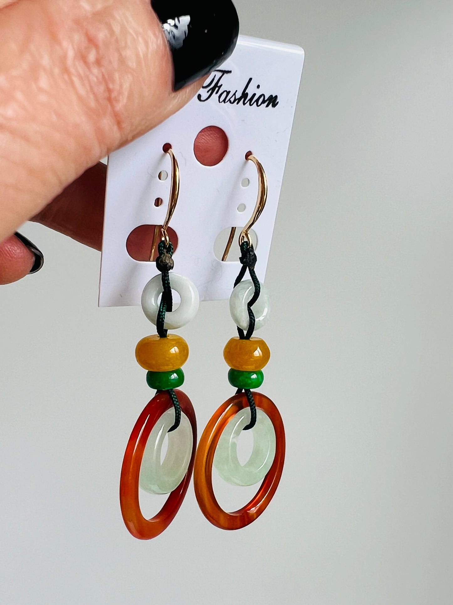 Handmade Natural Jade earrings, allergy free.