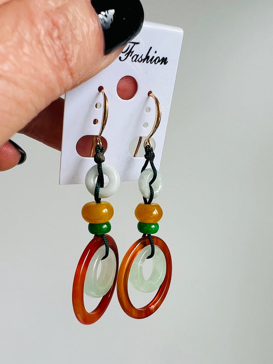 Handmade Natural Jade earrings, allergy free.