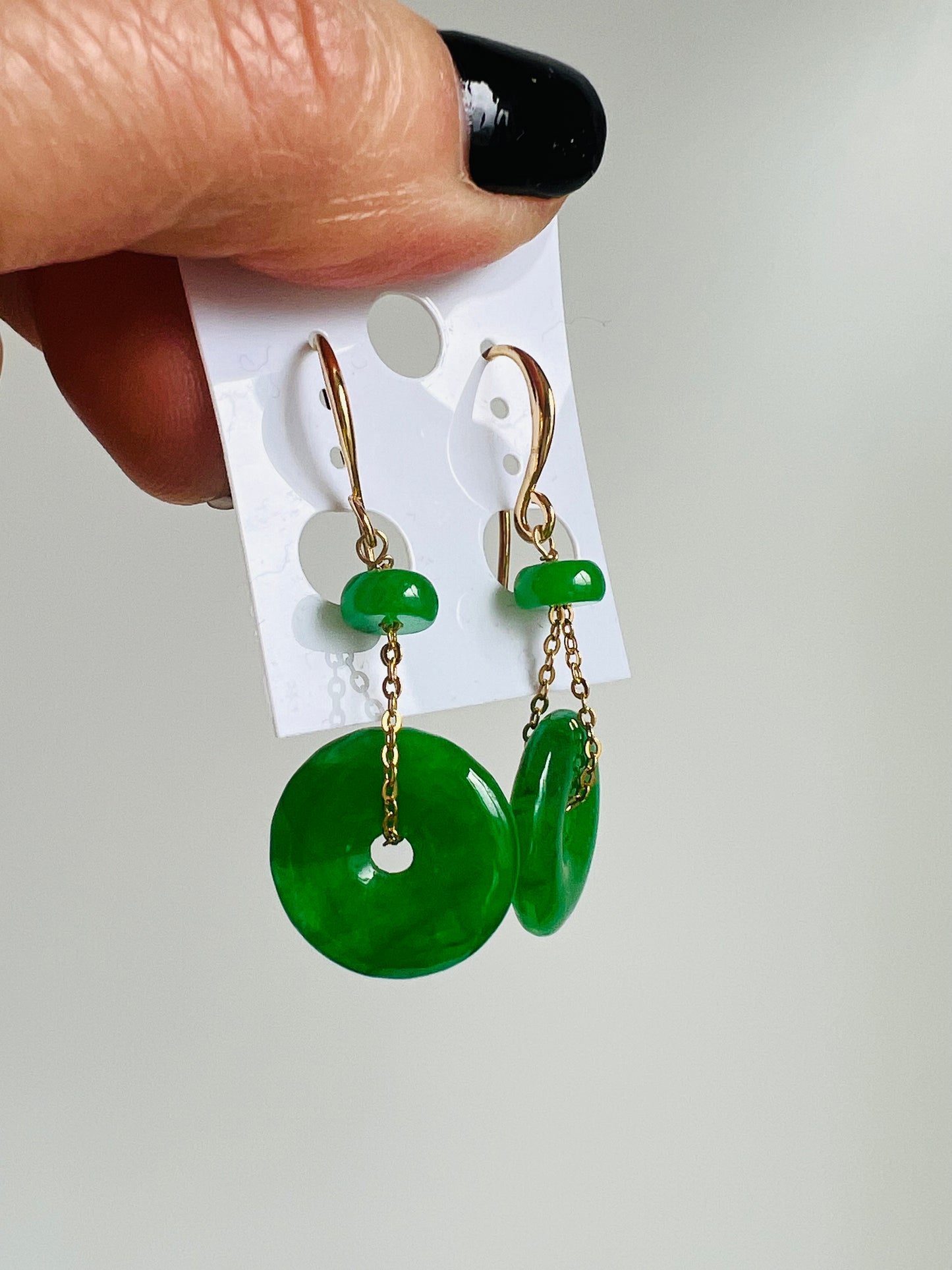 Handmade Natural Jade earrings, allergy free.