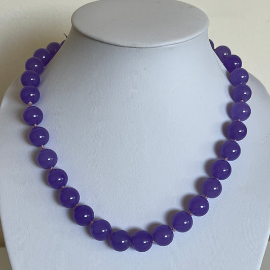 Round Lavender Jade Necklace