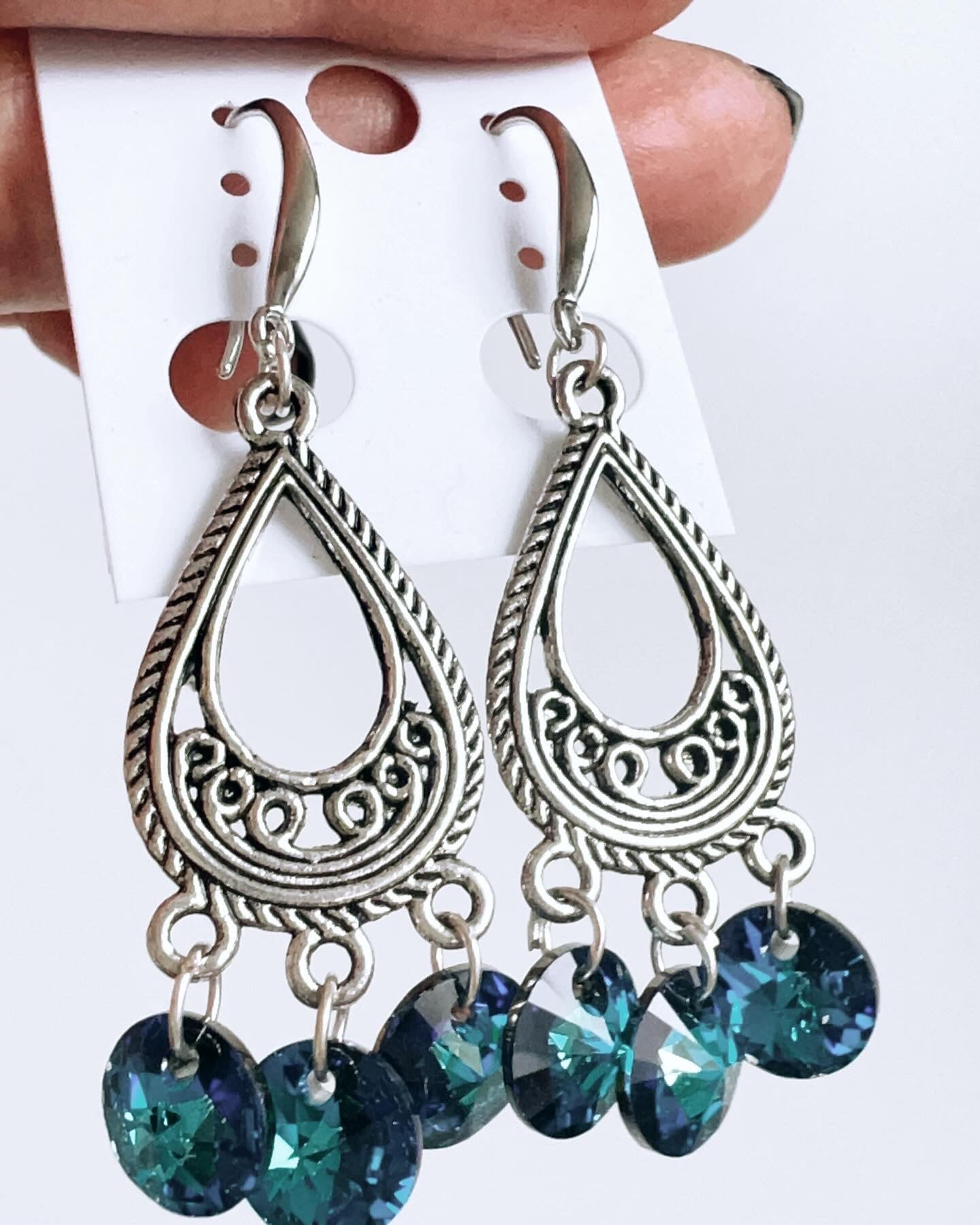 Handmade, unique design, Swarovski crystal earrings