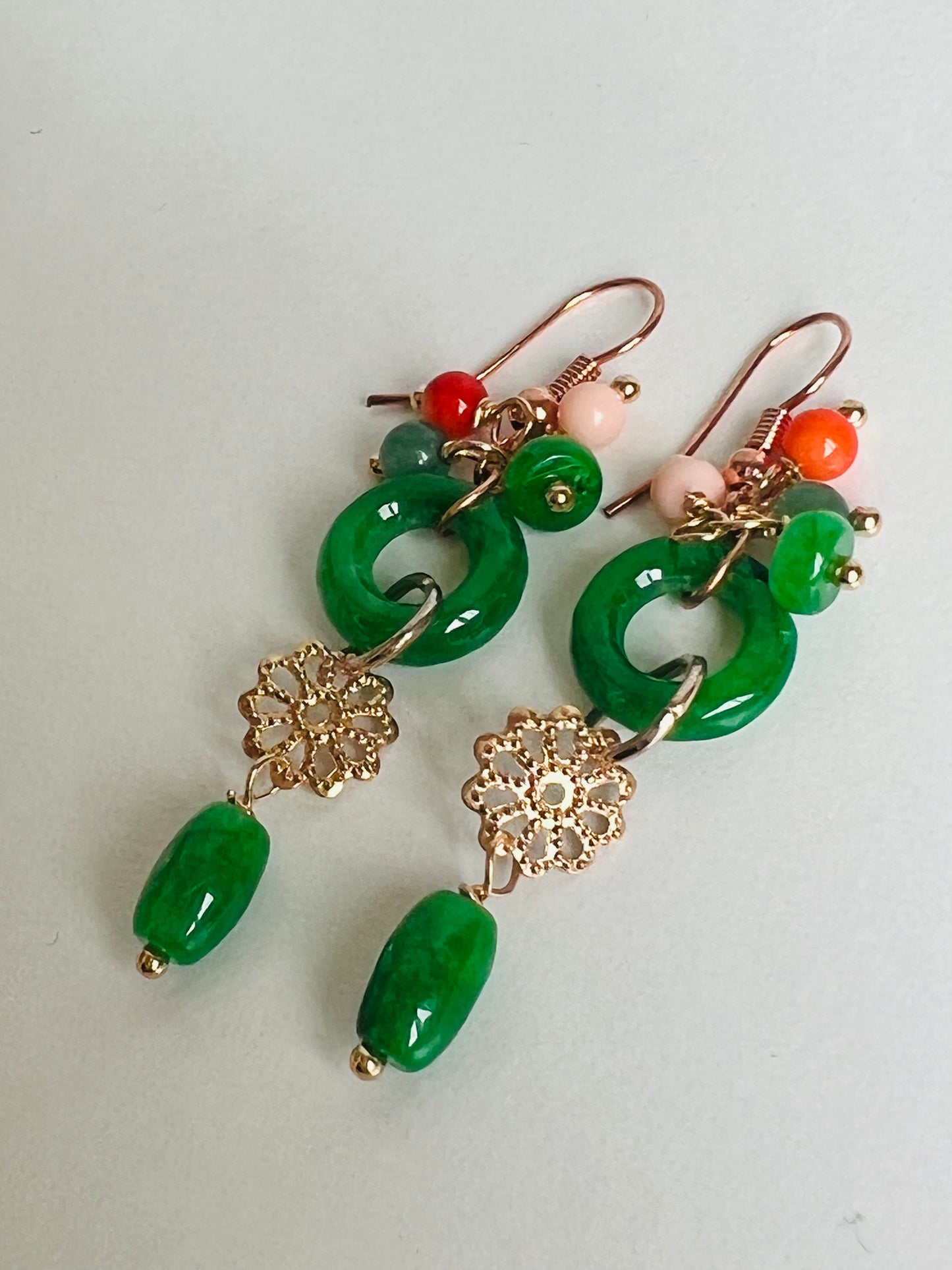 Handmade Natural Jade earrings, allergy free.