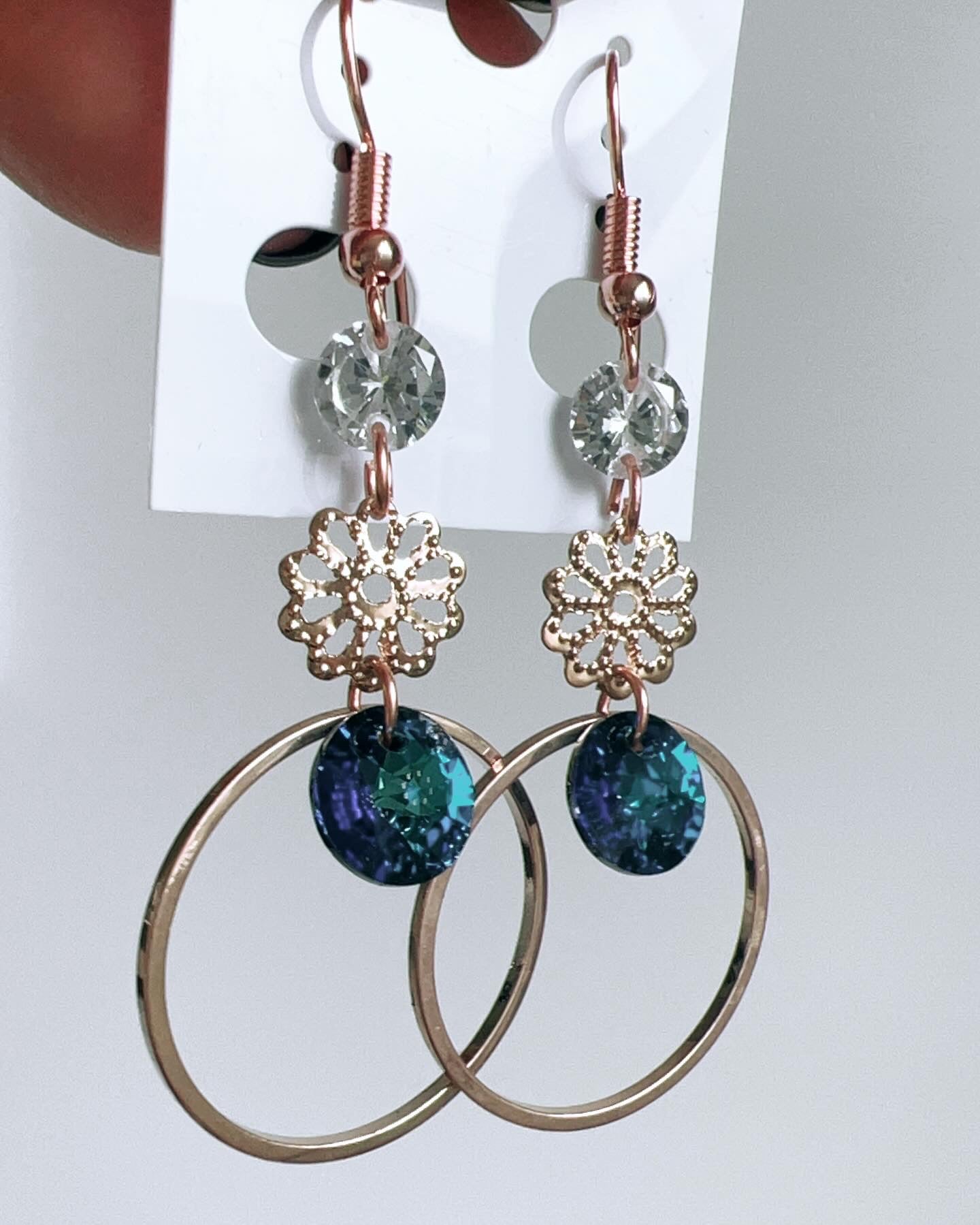 Handmade, unique design, Swarovski crystal earrings