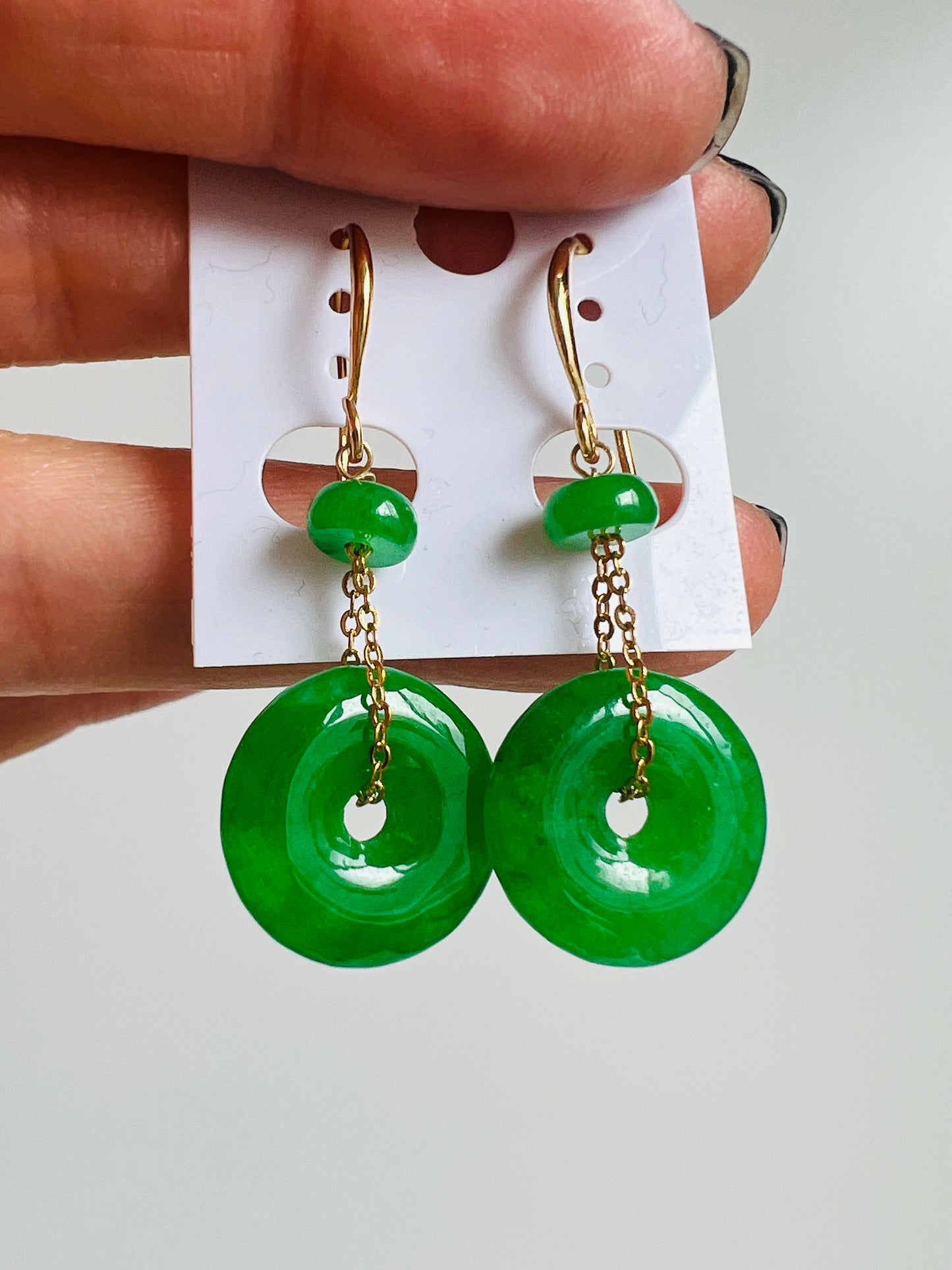 Handmade Natural Jade earrings, allergy free.