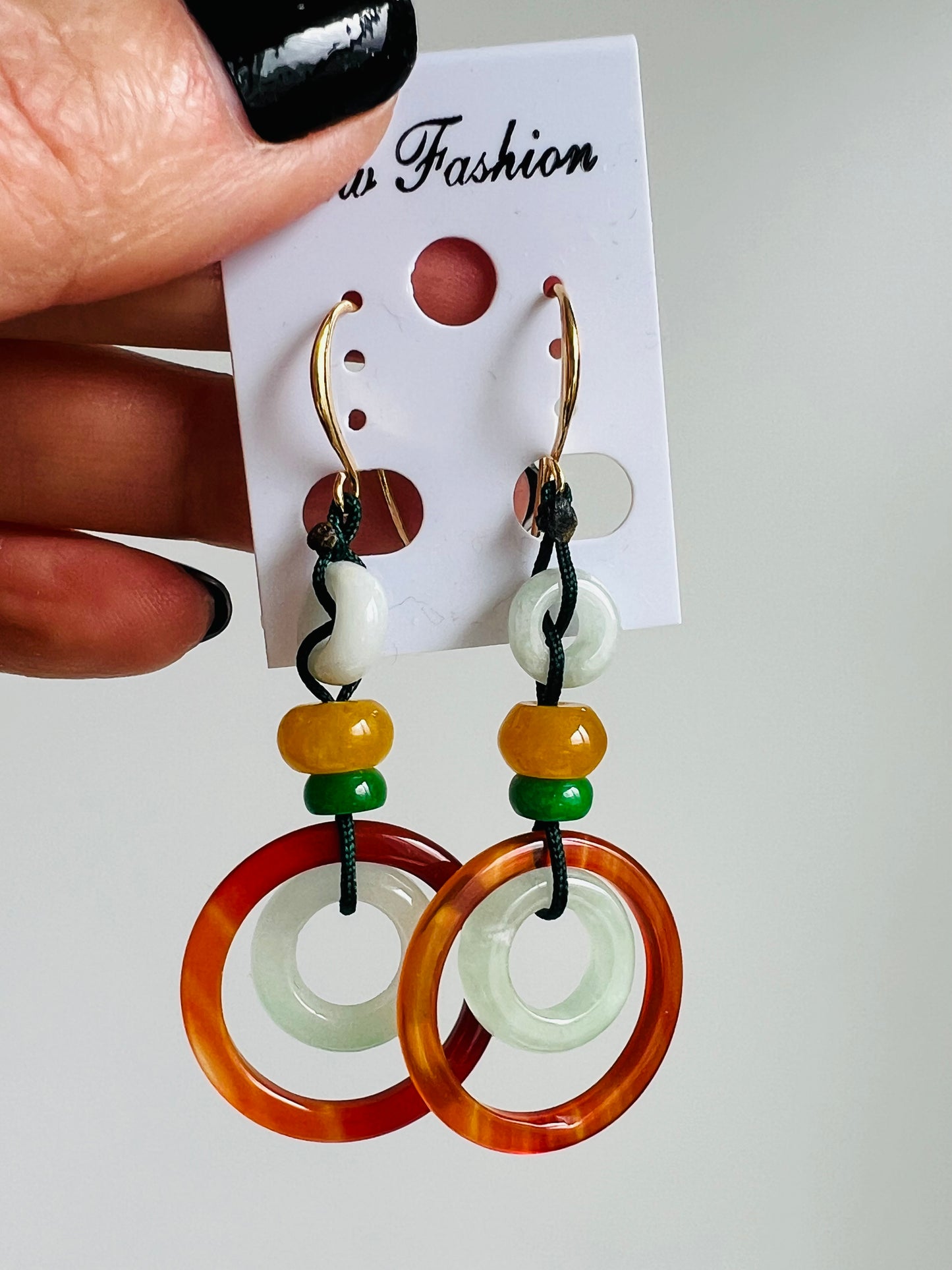 Handmade Natural Jade earrings, allergy free.