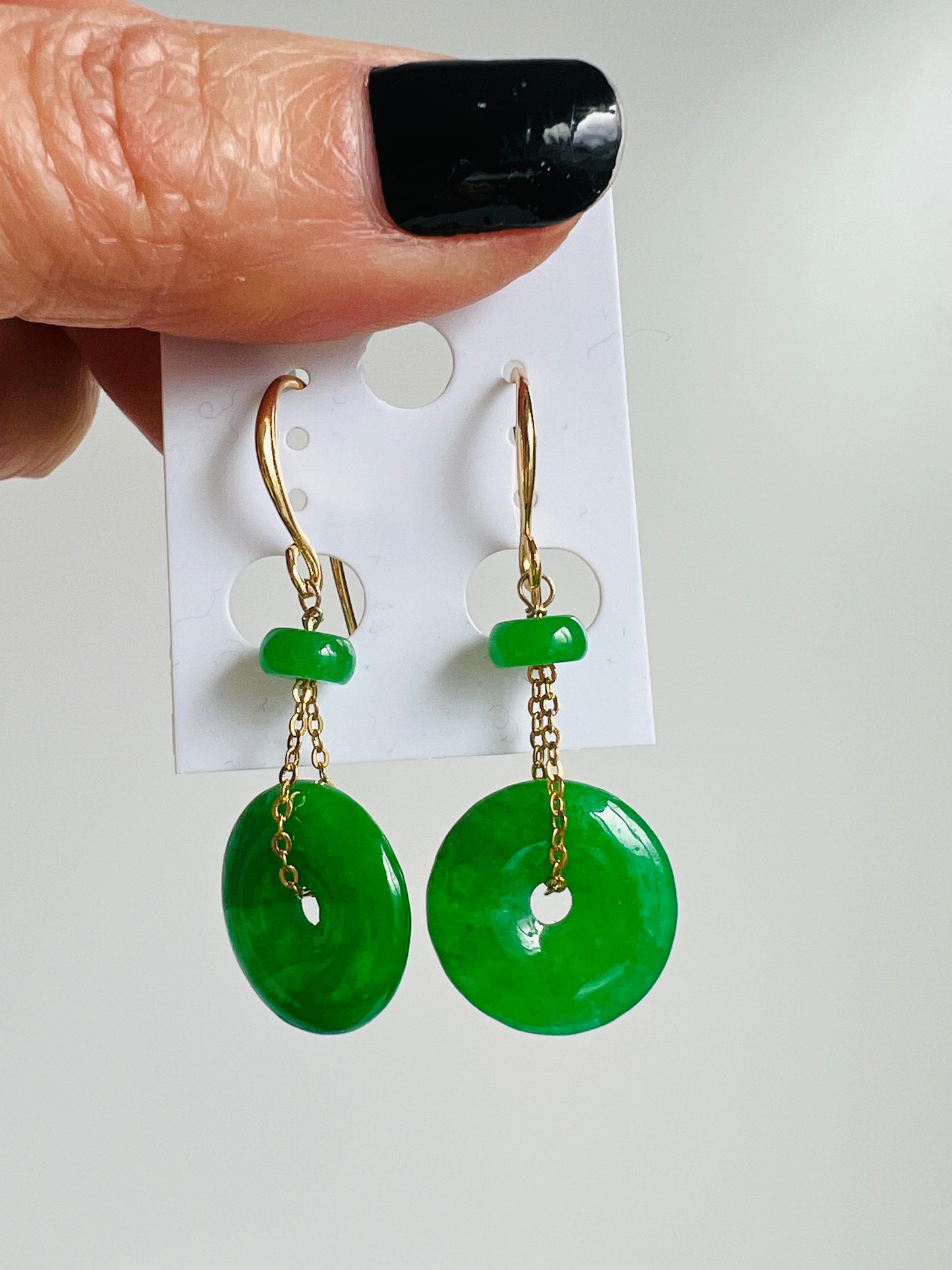 Handmade Natural Jade earrings, allergy free.