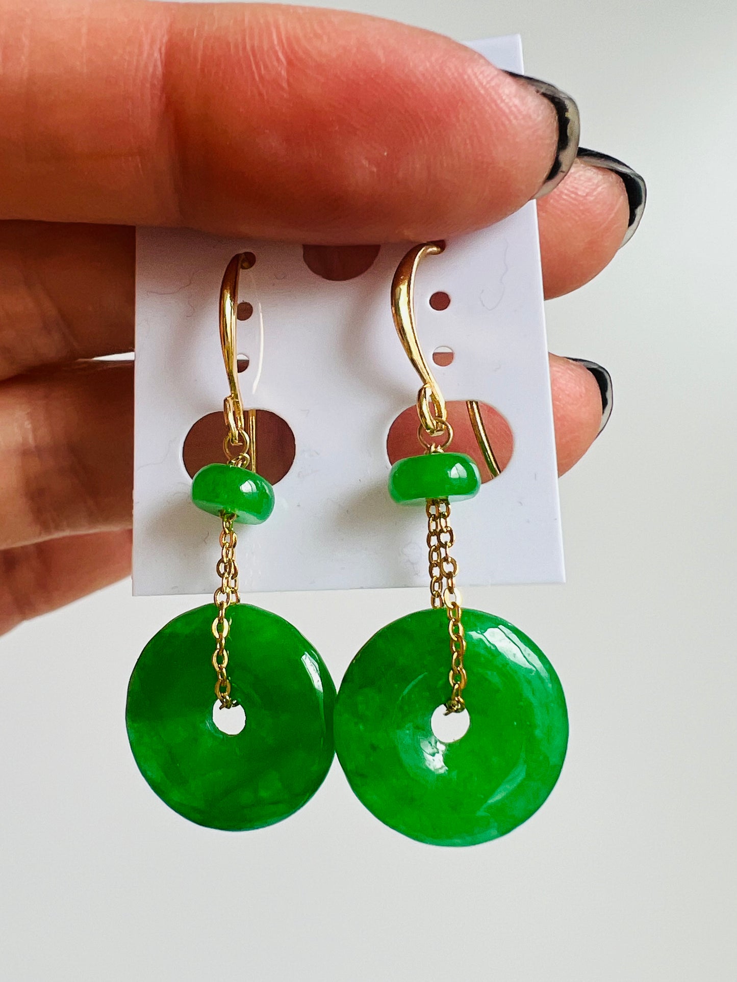 Handmade Natural Jade earrings, allergy free.