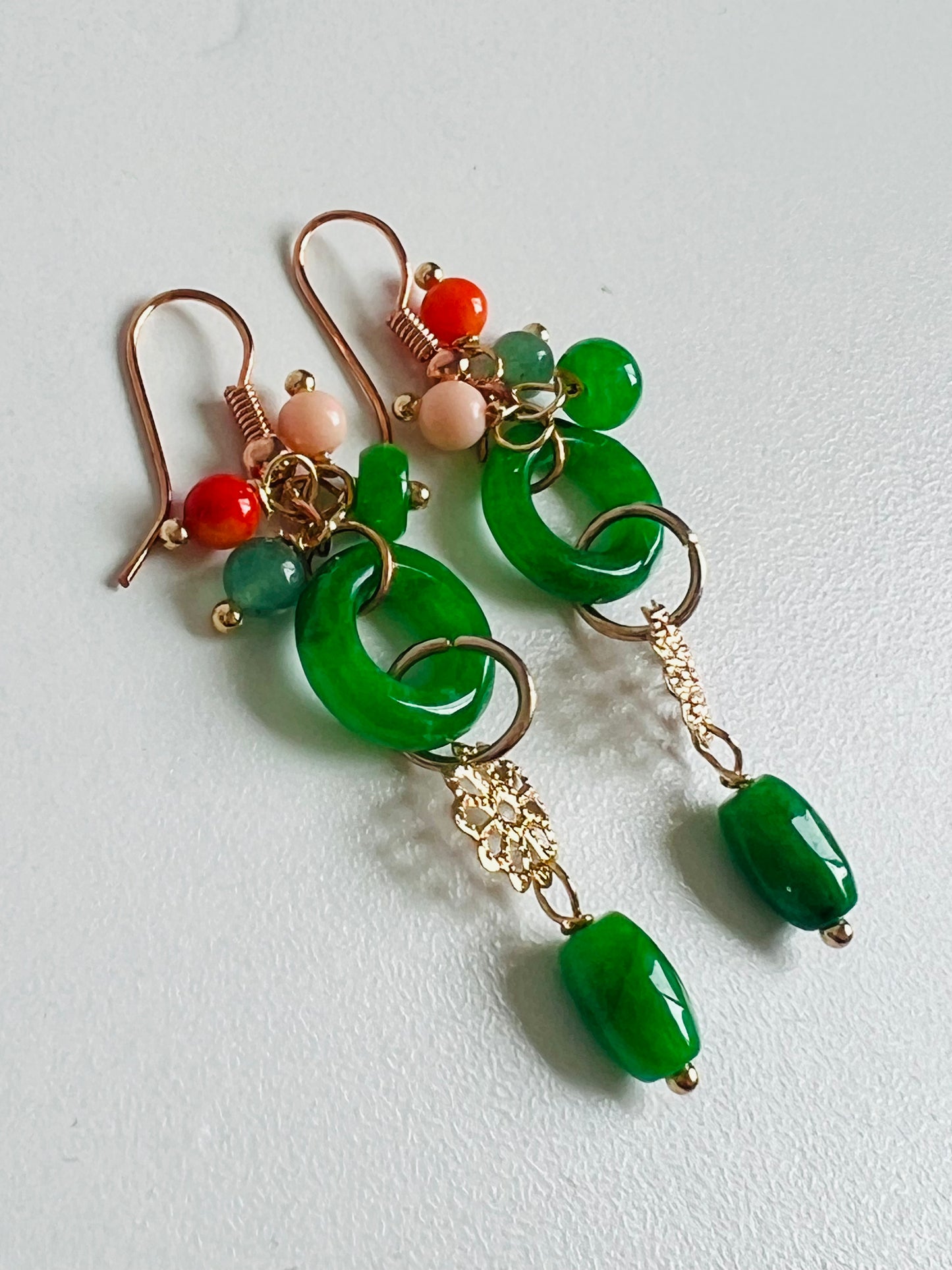 Handmade Natural Jade earrings, allergy free.