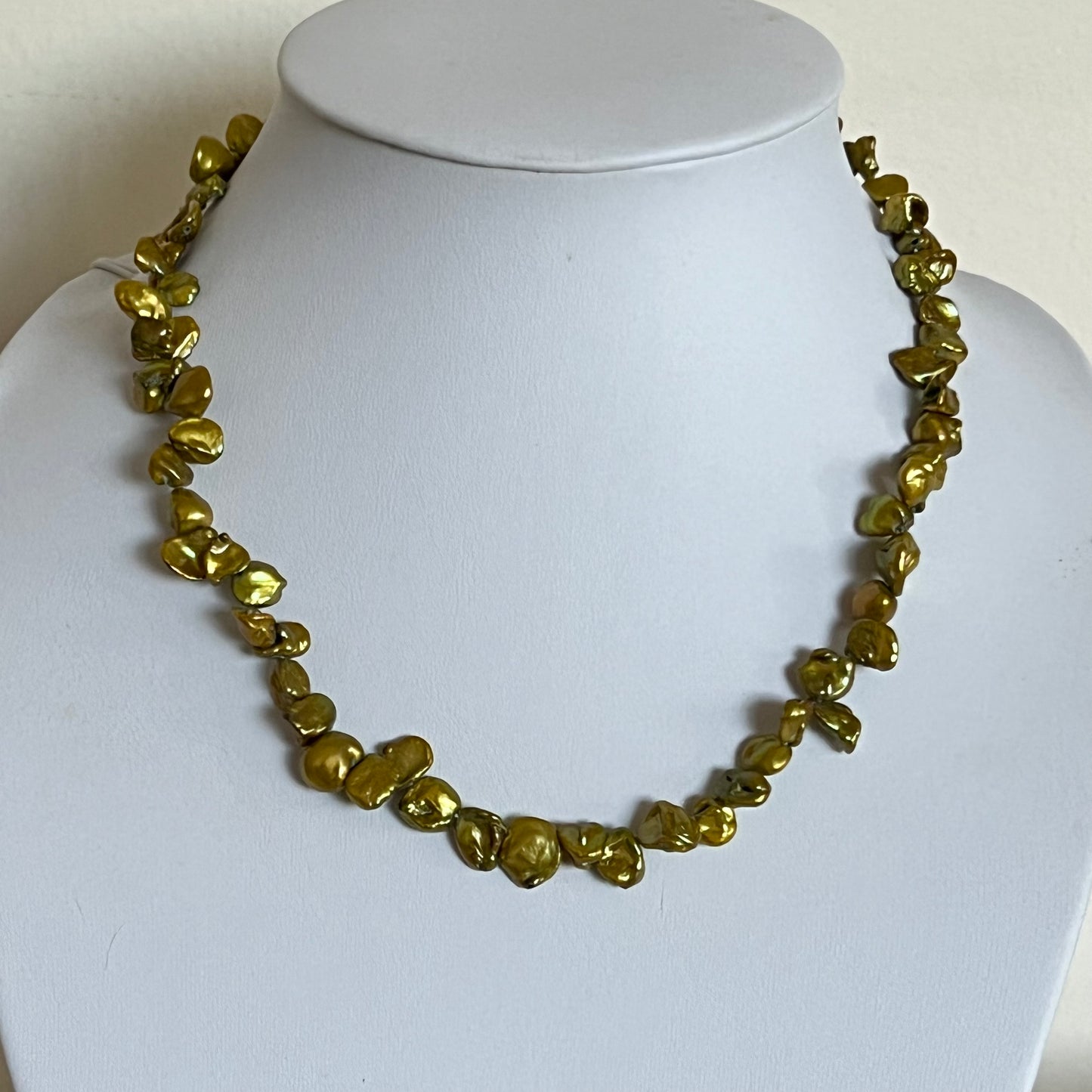 Natural Green Biwa Pearl Necklace