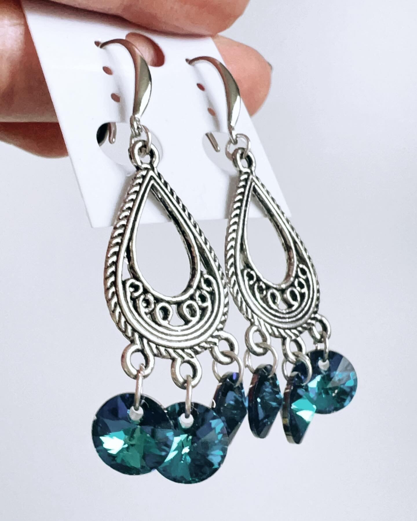 Handmade, unique design, Swarovski crystal earrings