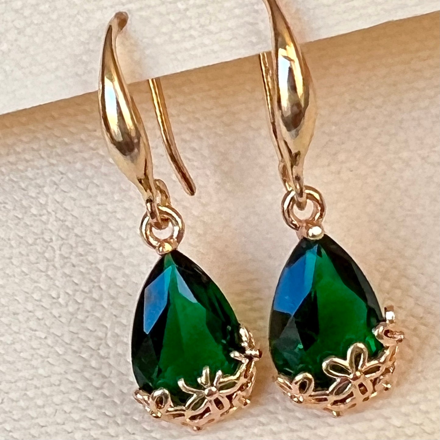 Quality Green Helenite Earrings Rose Gold Rhodium Polish Allergy Free