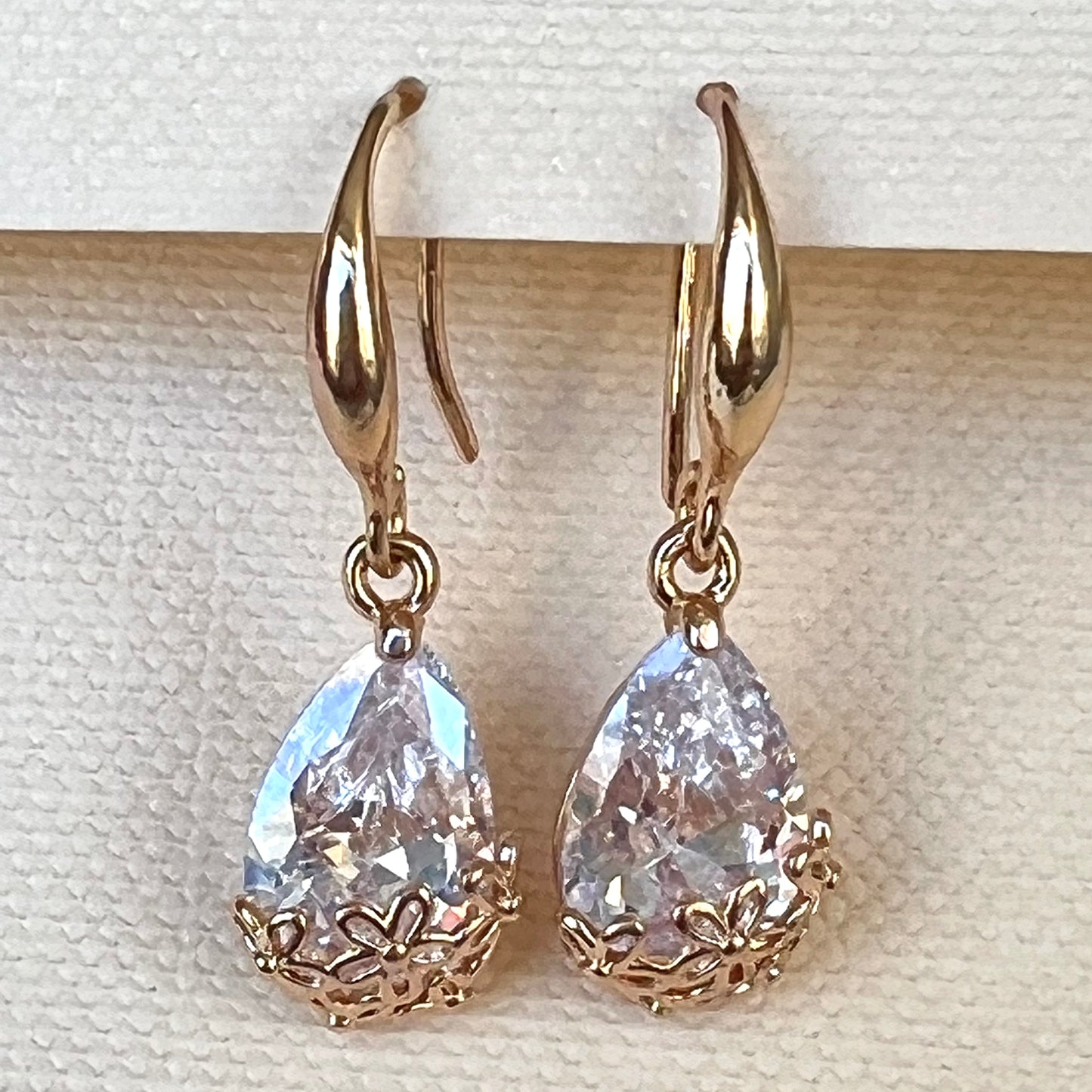 Quality White Crystal Earrings Rose Gold Rhodium Polish Allergy Free