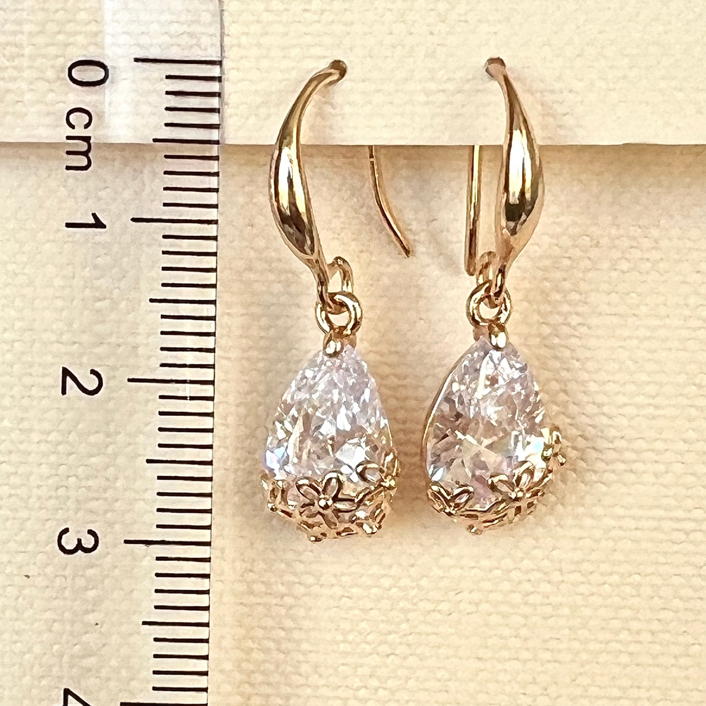 Quality White Crystal Earrings Rose Gold Rhodium Polish Allergy Free