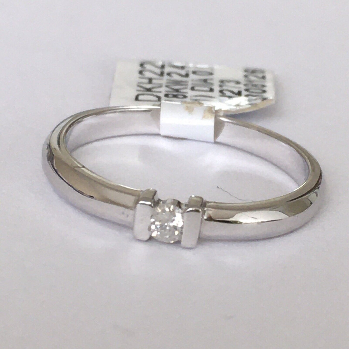 New 18k Solid White Gold W/G Genuine Diamond Ring, SZ-7, NWT