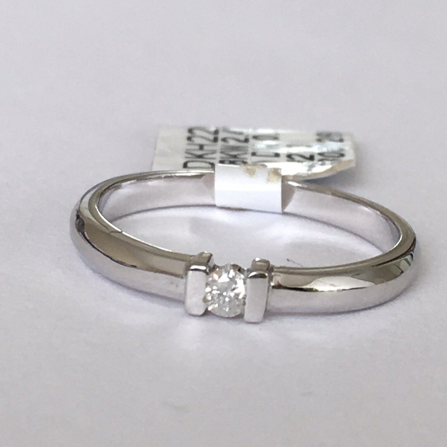 New 18k Solid White Gold W/G Genuine Diamond Ring, SZ-7, NWT