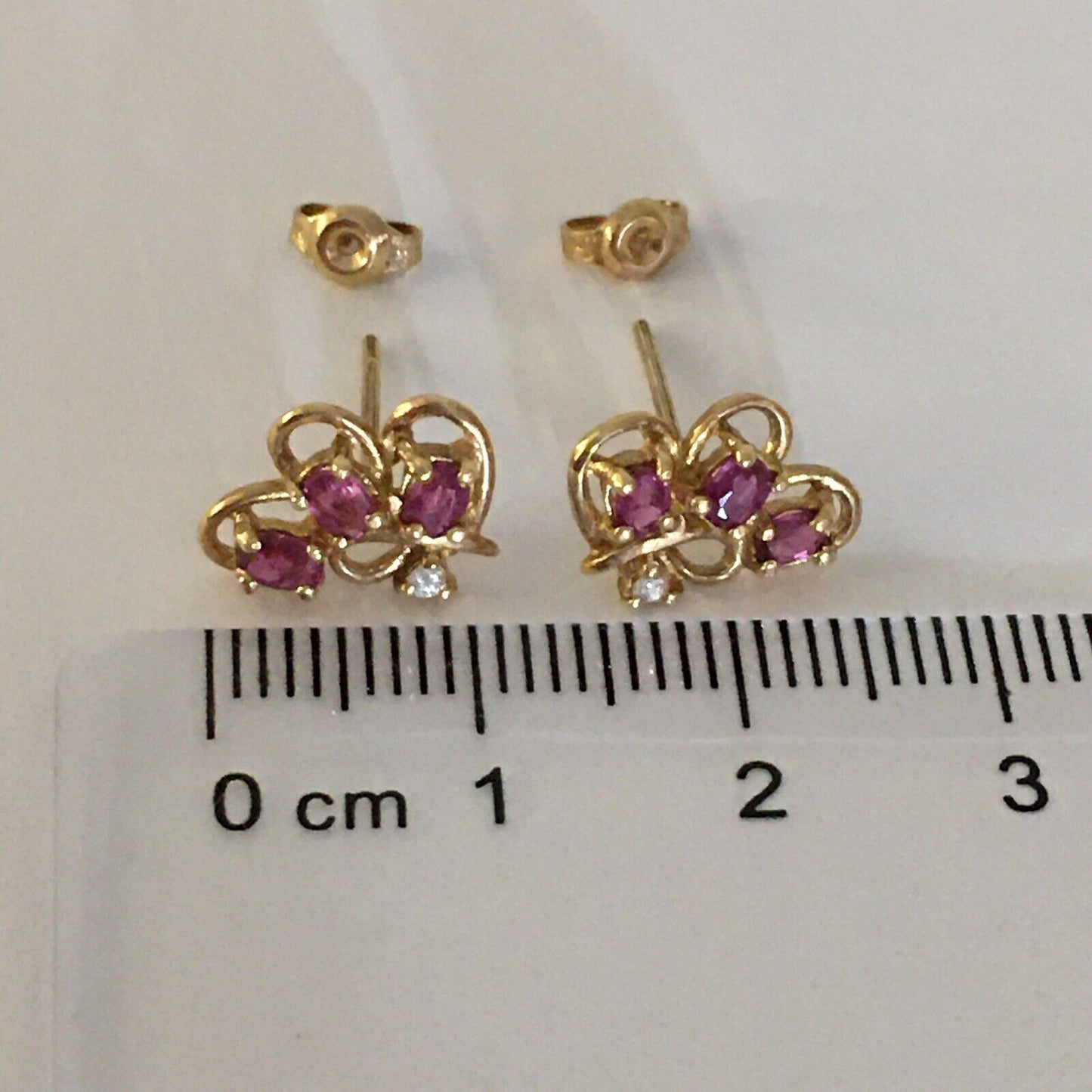 P-9412 14k Solid Yellow Gold Genuine Ruby Earrings Flower Studs Gemstone