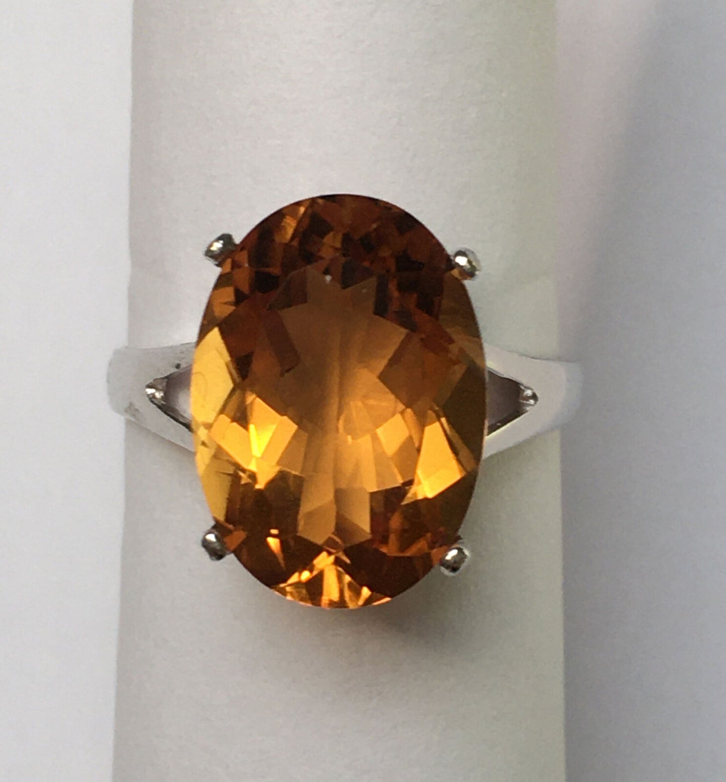 New 14k Solid White Gold W/G Citrine Ring Oval, 10*14mm, SZ-7