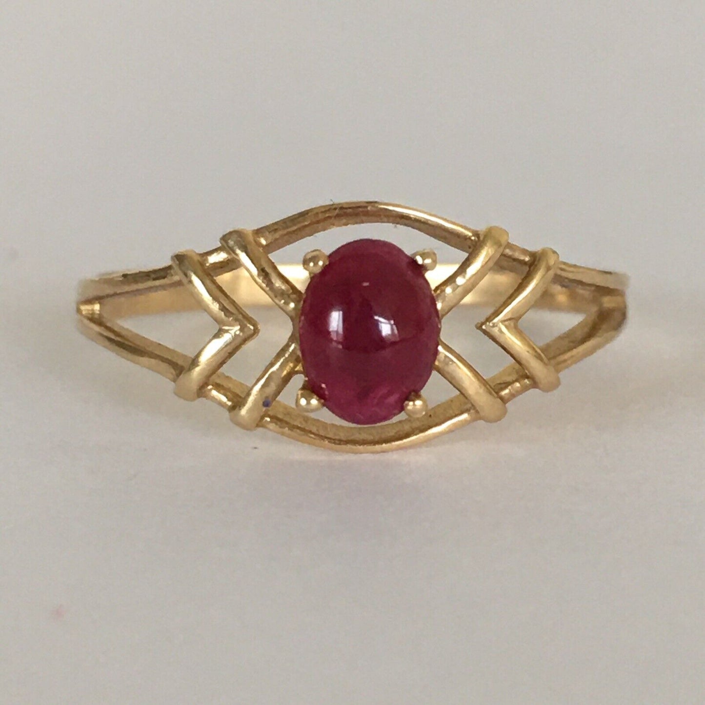 P-5410, New 14k Solid Yellow Gold Y/G Genuine Ruby Ring, Oval Shape, SZ-6