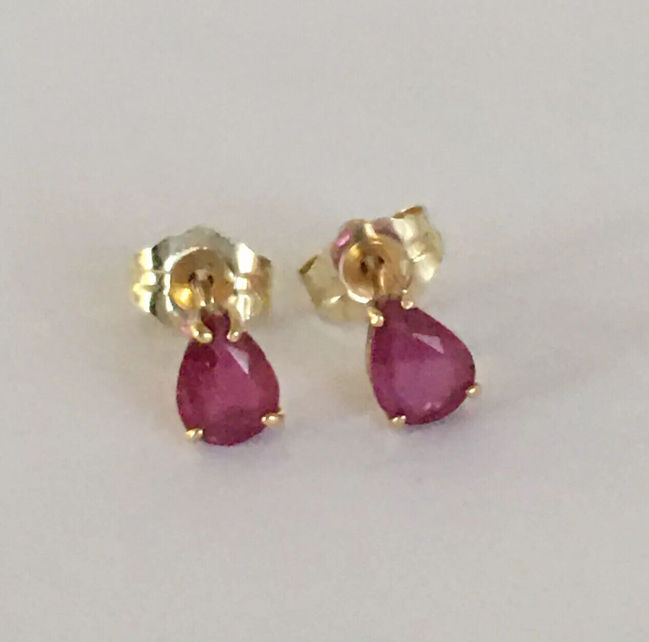 P-2150 14k Solid Yellow Gold Genuine solitary Ruby Earrings Studs Gemstone