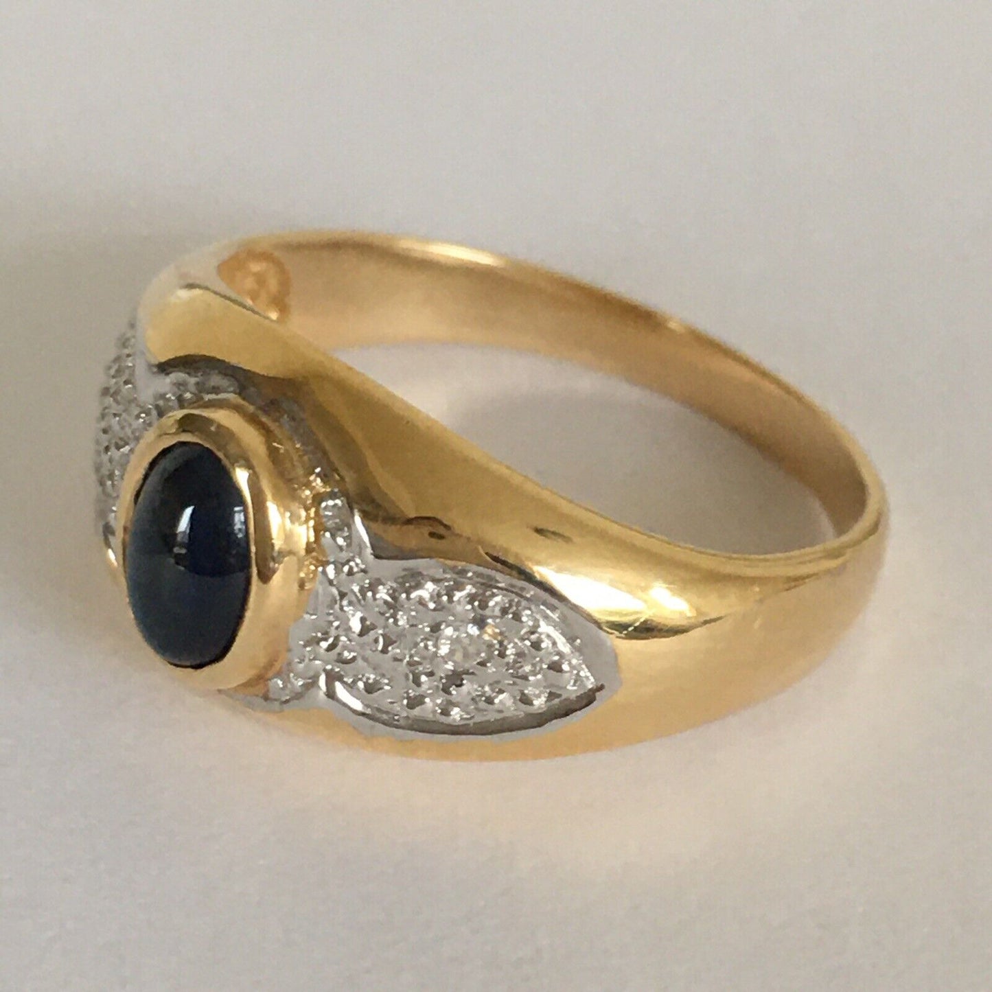 P-6220, New 14k Solid Yellow Gold Y/G Genuine Sapphire Ring With Diamonds, SZ-7