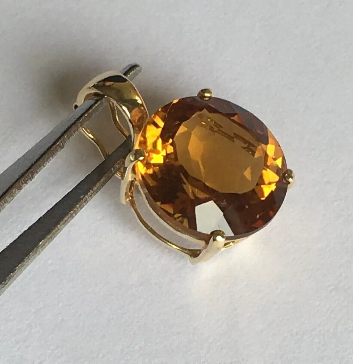 New 14k Solid yellow Gold Y/G Yellow Citrine Pendant, 12mm*12mm, Round, P-063504