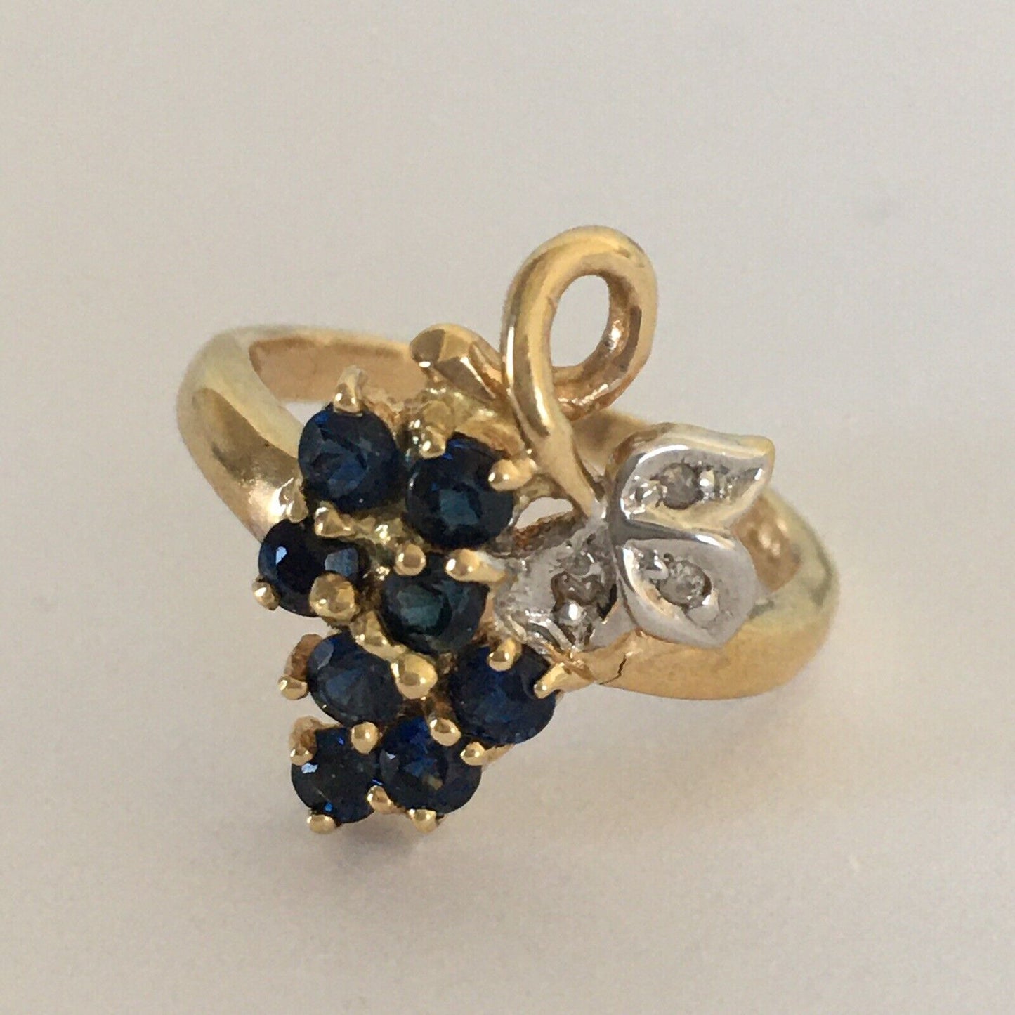 Q9815, New 14k Solid Yellow Gold Y/G Genuine Sapphire Diamond Ring, SZ-3.75