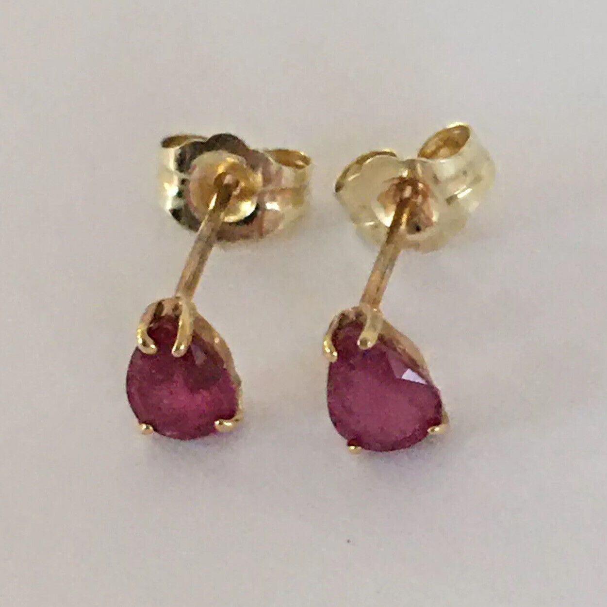 P-2150 14k Solid Yellow Gold Genuine solitary Ruby Earrings Studs Gemstone