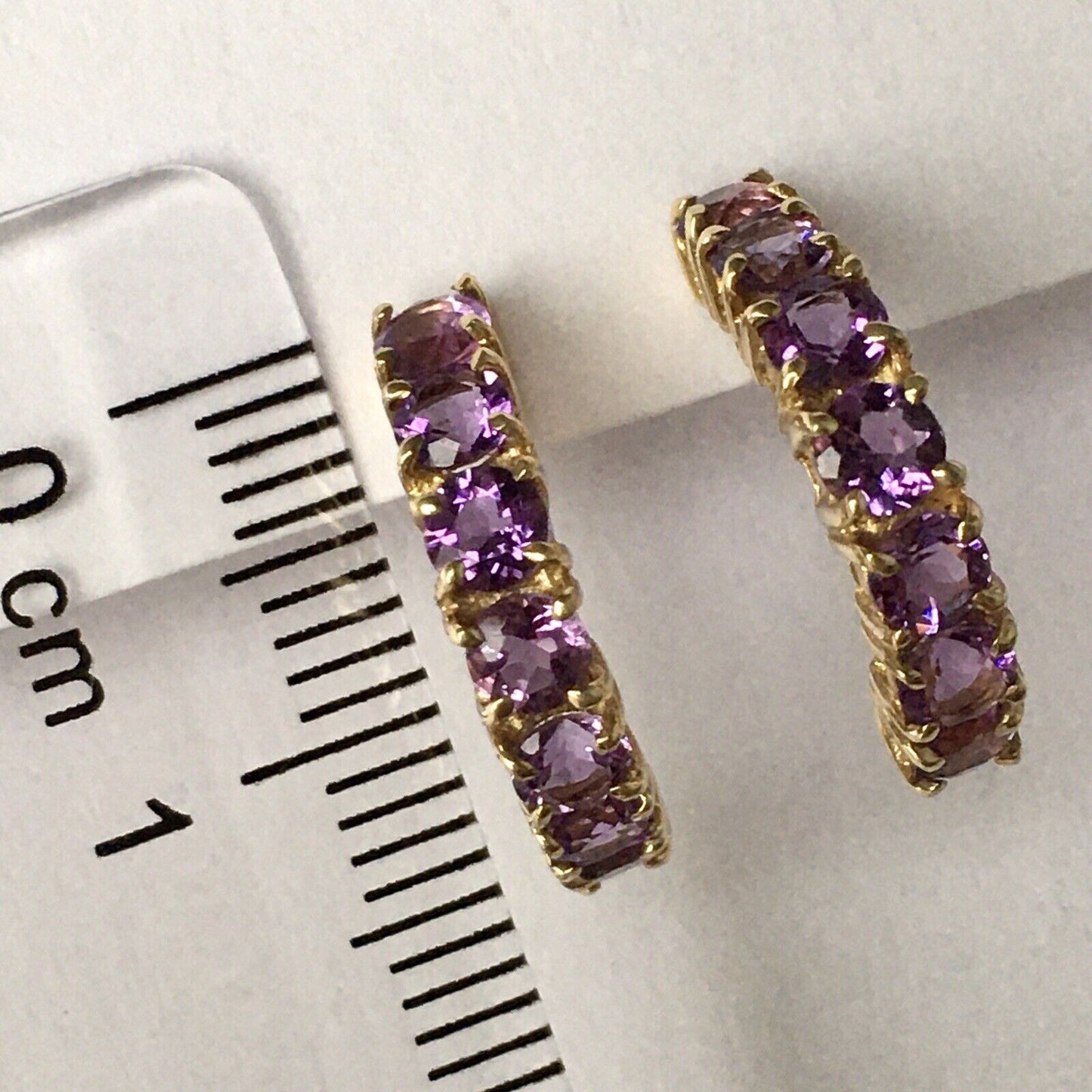 New 14k Solid Yellow Gold Y/G Natural Purple Amethyst Studs Earrings Gemstone