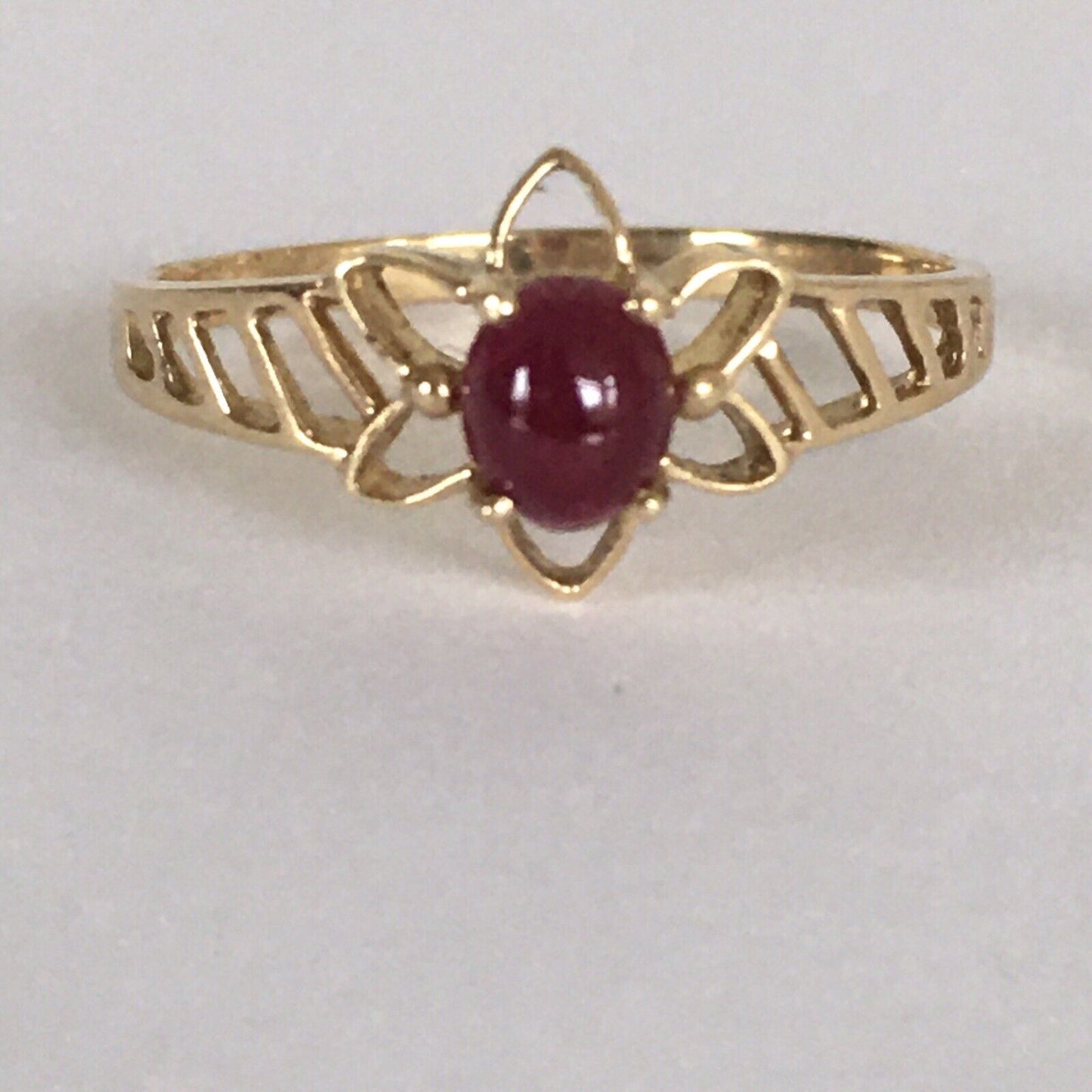 P-5610, New 14k Solid Yellow Gold Y/G Genuine Ruby Ring, Oval Shape, SZ-6.5