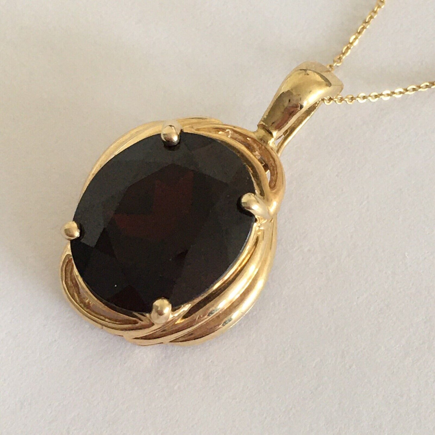 New 14k Solid yellow Gold Y/G Garnet Pendant, 11*14mm, Oval, P-9575010