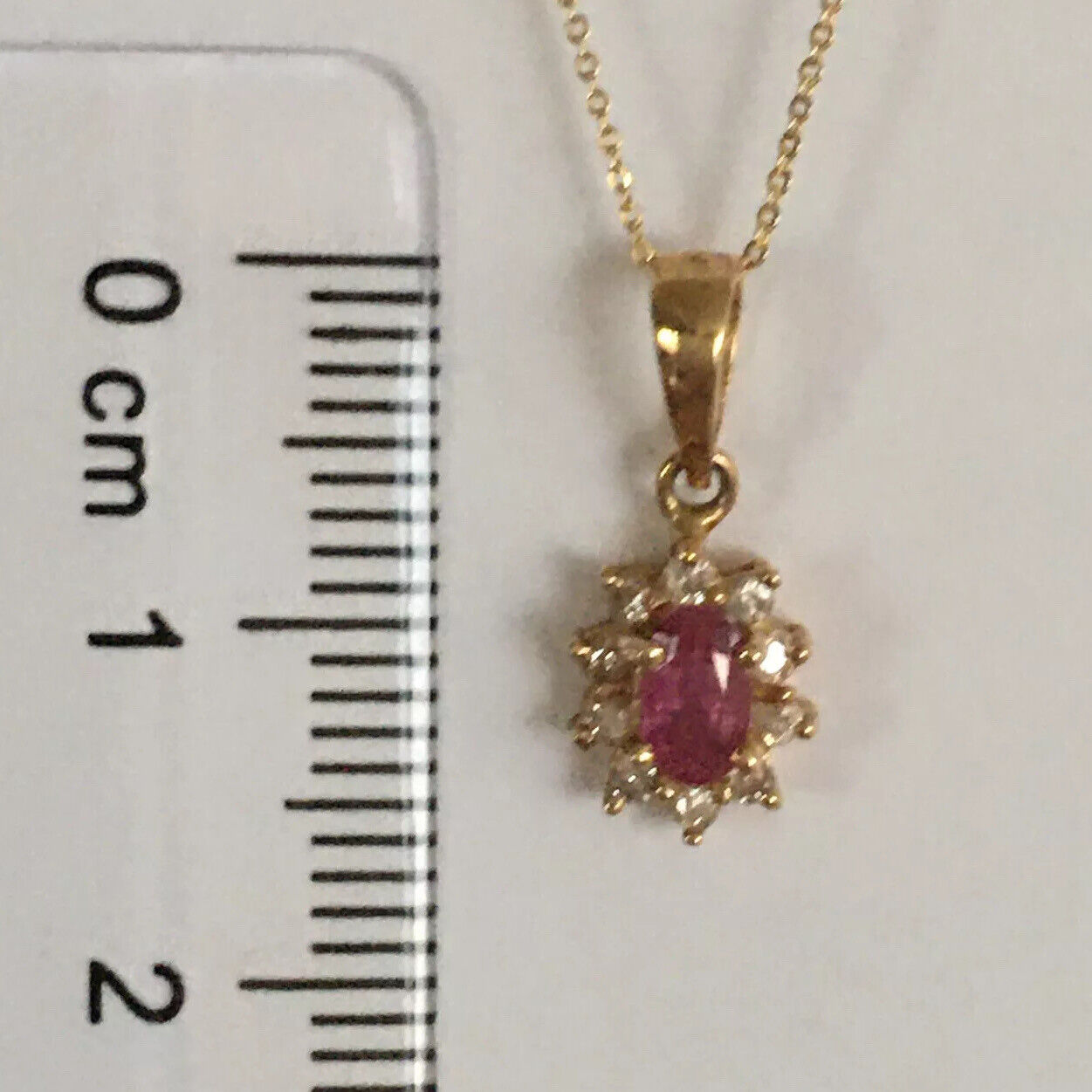 P-97170 New 14k Solid Yellow Gold Genuine Oval Ruby Pendant With Diamond