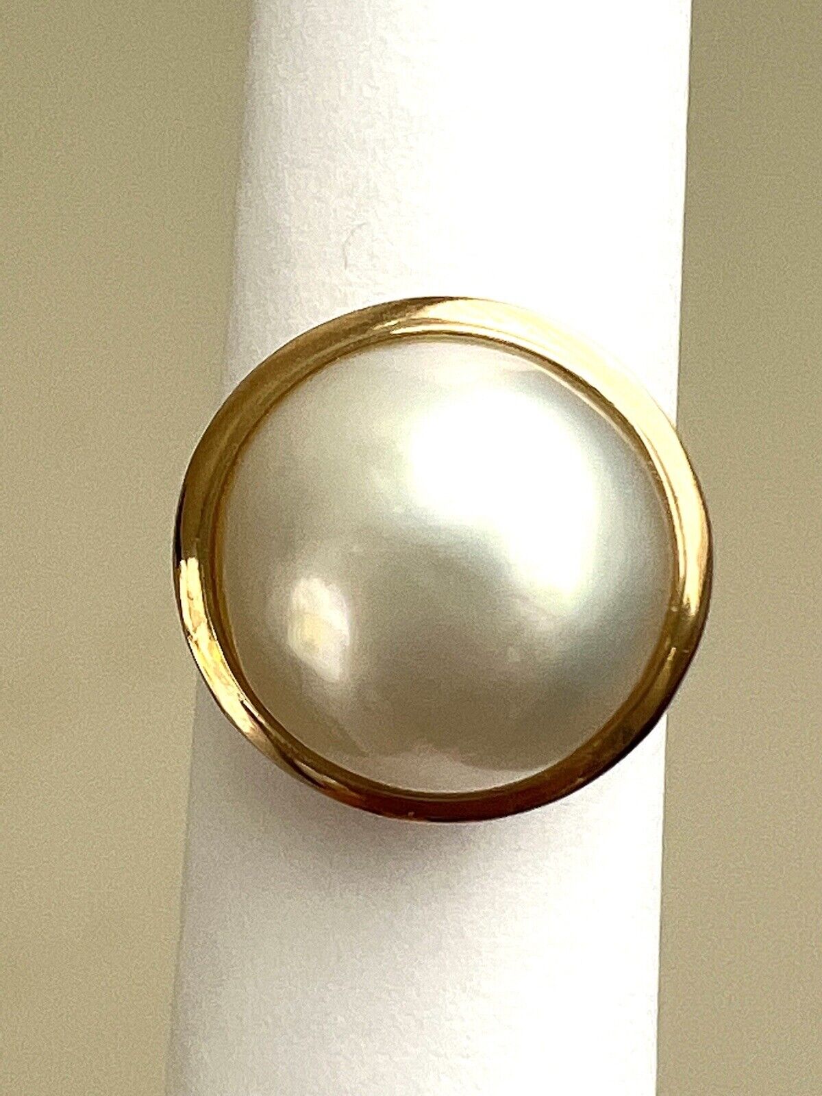 $500 New 14k Solid Yellow Gold Ring Natural Mabe South Sea Pearl Size 6.5 P22190